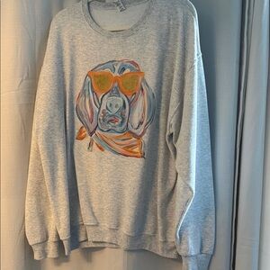 Jerzees Gray Crewneck Sweatshirt with Tag Detail